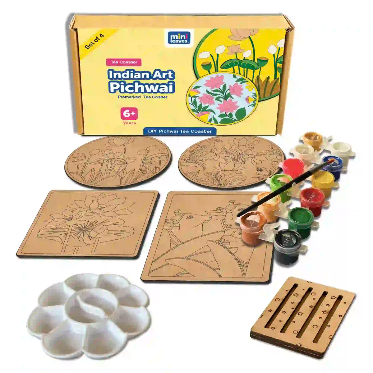 Pichwai Mandala Tea Coaster Paintings DIY Kit for 6+ Years – Mini