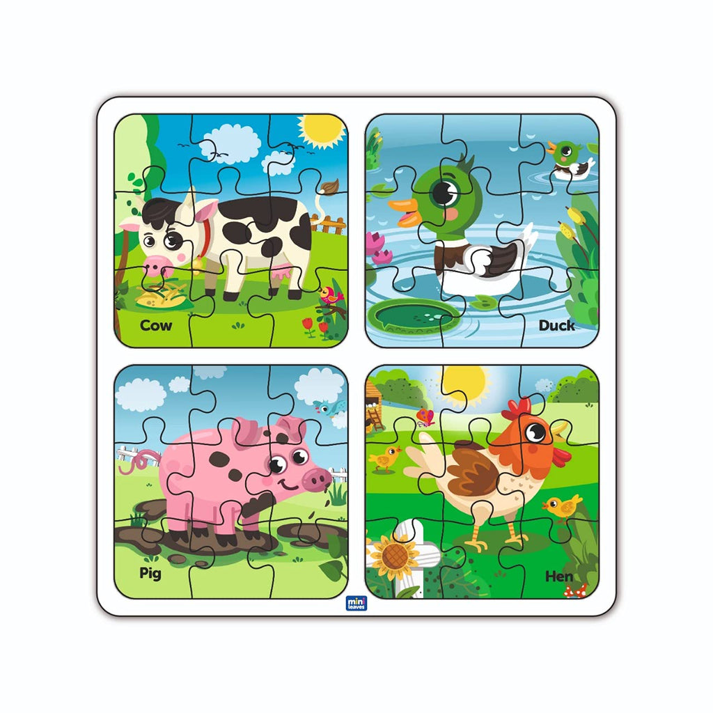 4 in 1 My Farm Wooden Puzzle Toy - Mini Leaves