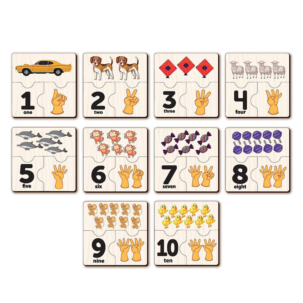 1-10 Number Matching Puzzles Self-Correcting Learning Numbers Puzzles - Mini Leaves