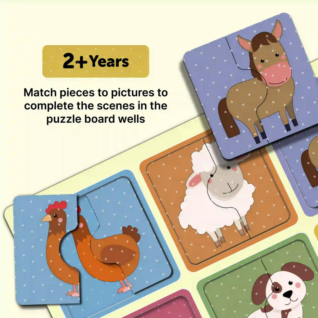 Farm Friends 2 Piece Wooden Puzzles 2+ Years - Mini Leaves