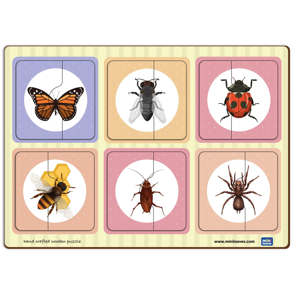 Insects 2 Piece Wooden Puzzle 2+ Years - Mini Leaves