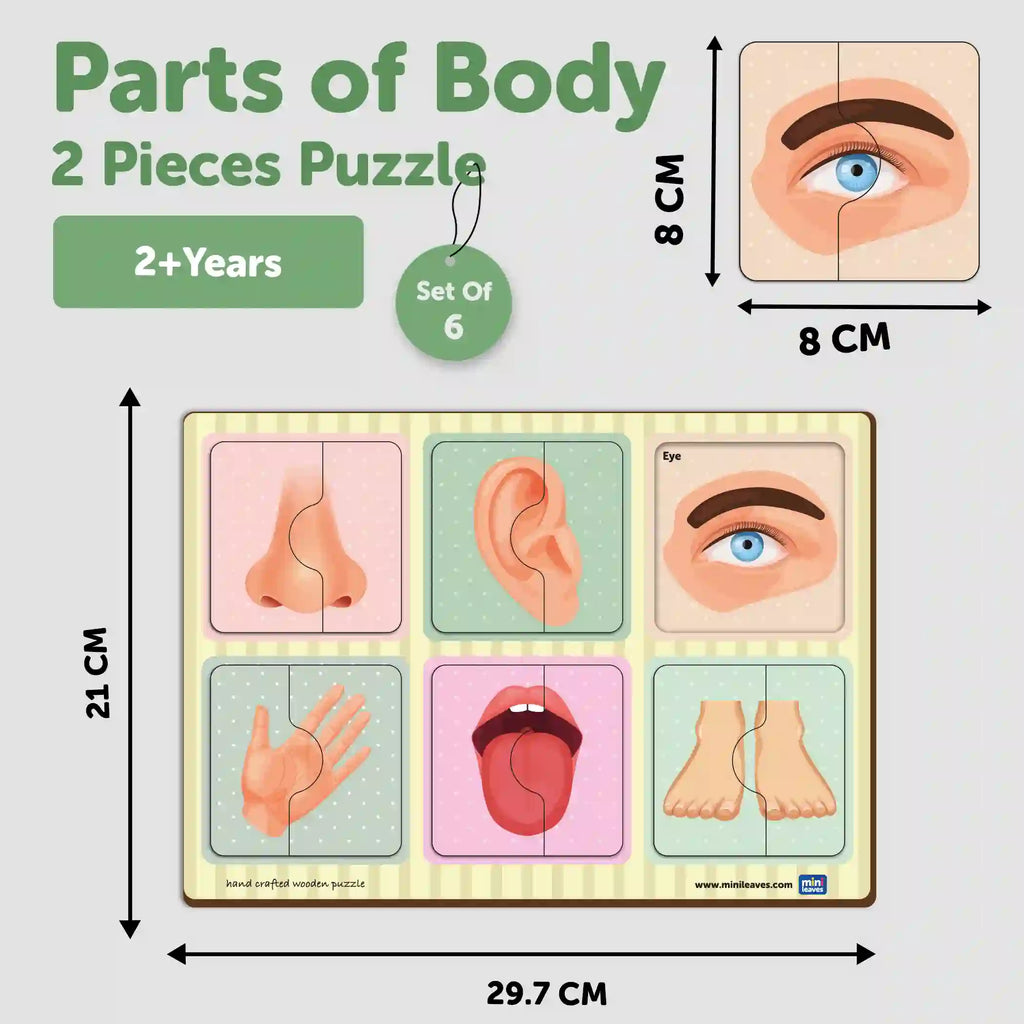 Human Body Parts 2 Piece Puzzle +2 Years - Mini Leaves