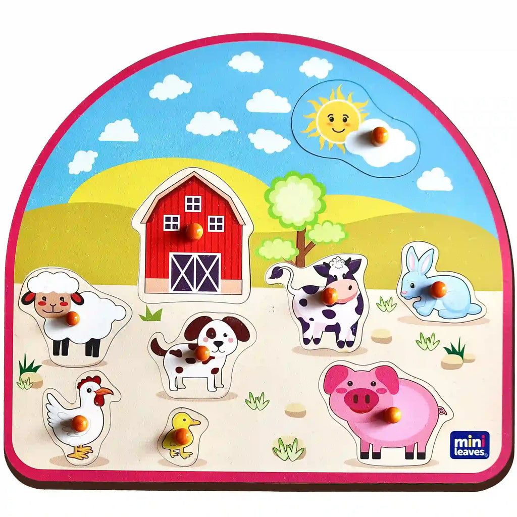 Barnyard Wooden Pegged Puzzle 2+ Years - Mini Leaves