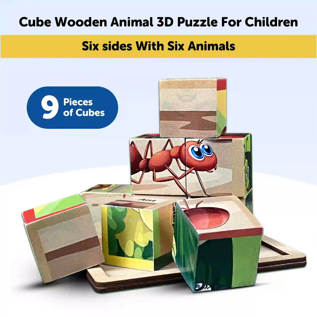 Cube Block Insects Animals 6 Sides with 6 Animal 2+ Years - Mini Leaves