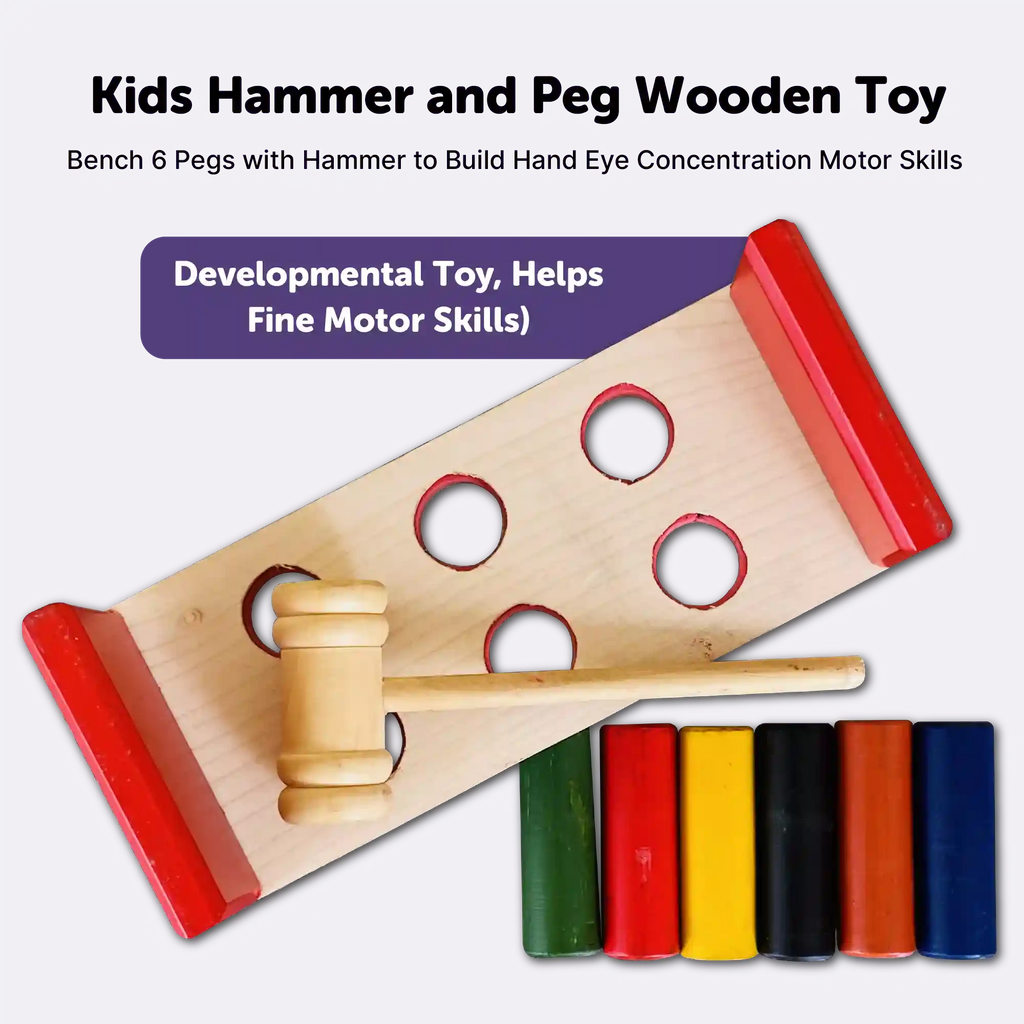Hammer and Peg Wooden Toys 18 Months + - Mini Leaves