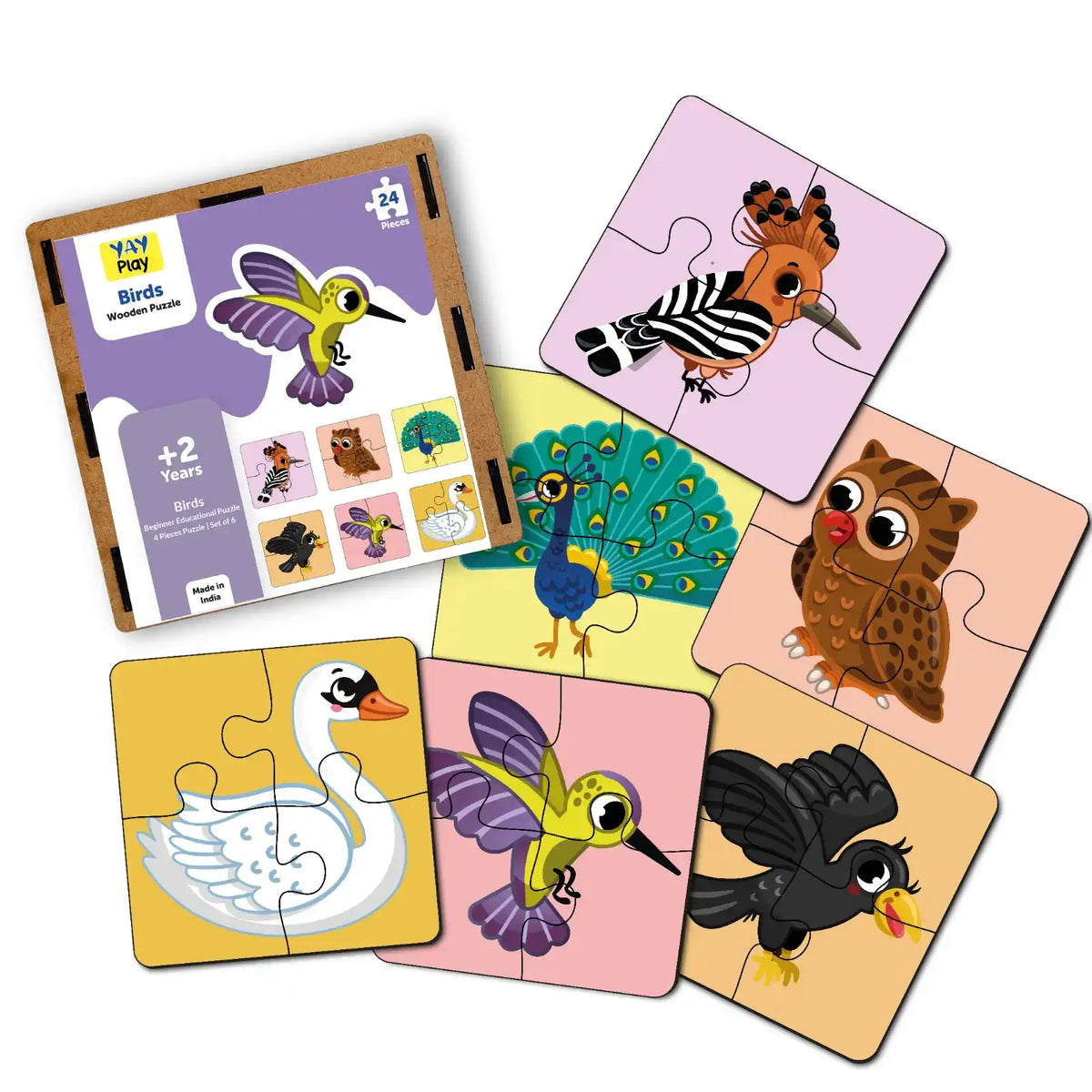 Birds 4 Piece Wooden Puzzle 2+ Years – Mini Leaves