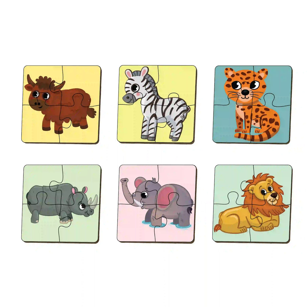 Wild Animal 4 pieces wooden puzzles (2-4 Years) - Mini Leaves