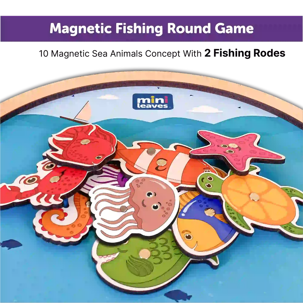 Fishing Game with magnetic poles round 3+ Years - Mini Leaves
