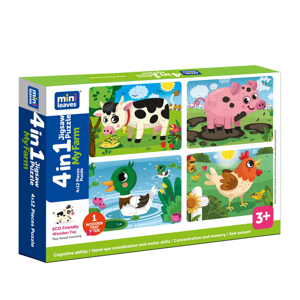 4 in 1 My Farm 48 Pieces Puzzle 3+ Years - Mini Leaves