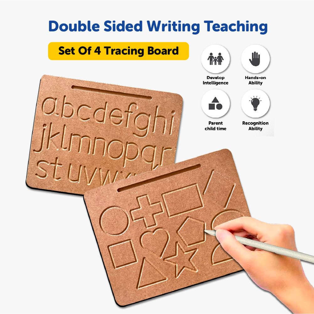 Process Tracing Board Educational Wooden Tracing Board for Kids Set of 4 Double Sided Board ...