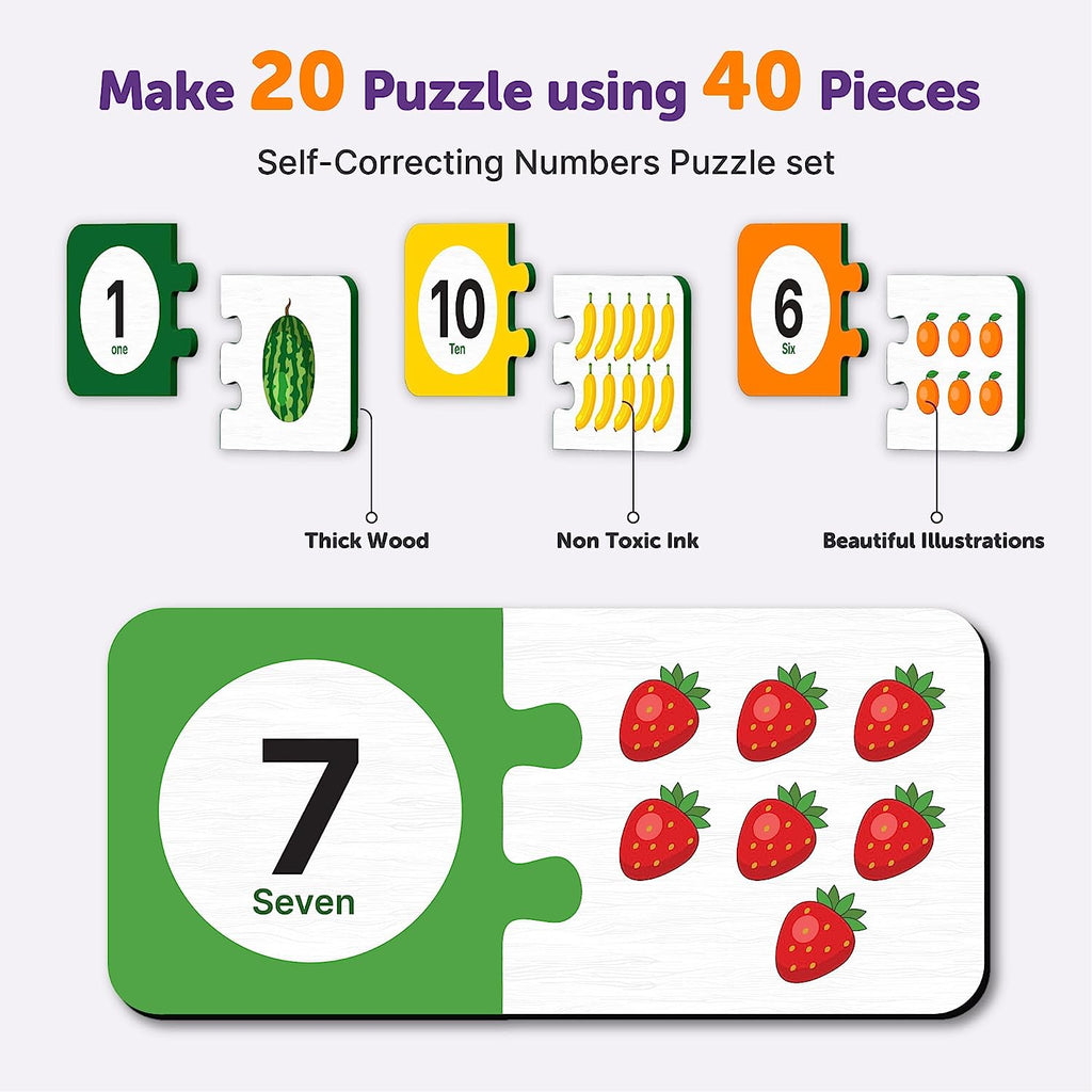 1-20 Number Matching 40 2 Pieces Puzzle 3+ Years - Mini Leaves