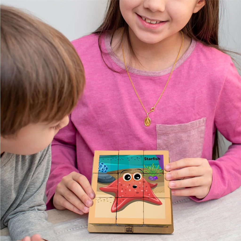 Cube Blocks Ocean Animals 6 Sides with 6 Animal 2+ Years - Mini Leaves