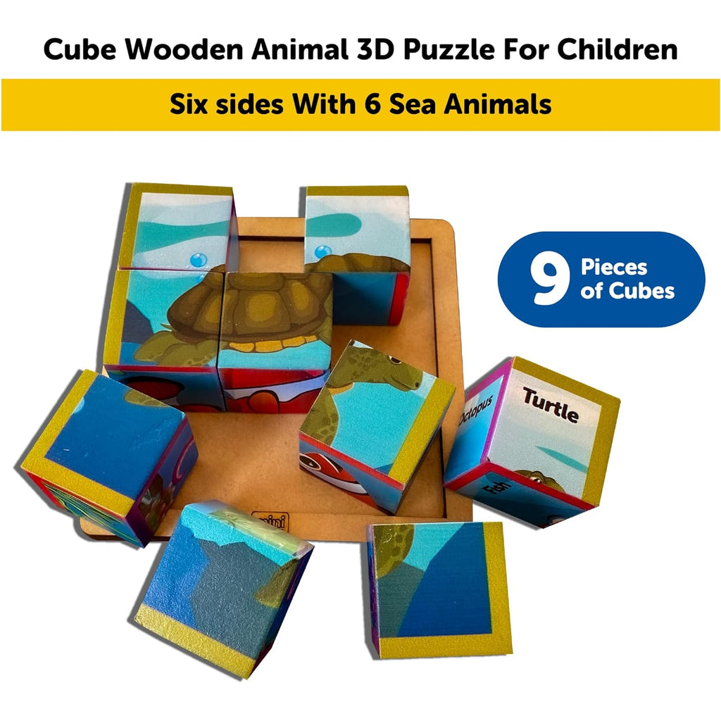 Cube Blocks Ocean Animals 6 Sides with 6 Animal 2+ Years - Mini Leaves