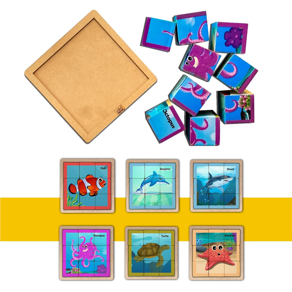 Cube Blocks Ocean Animals 6 Sides with 6 Animal 2+ Years - Mini Leaves