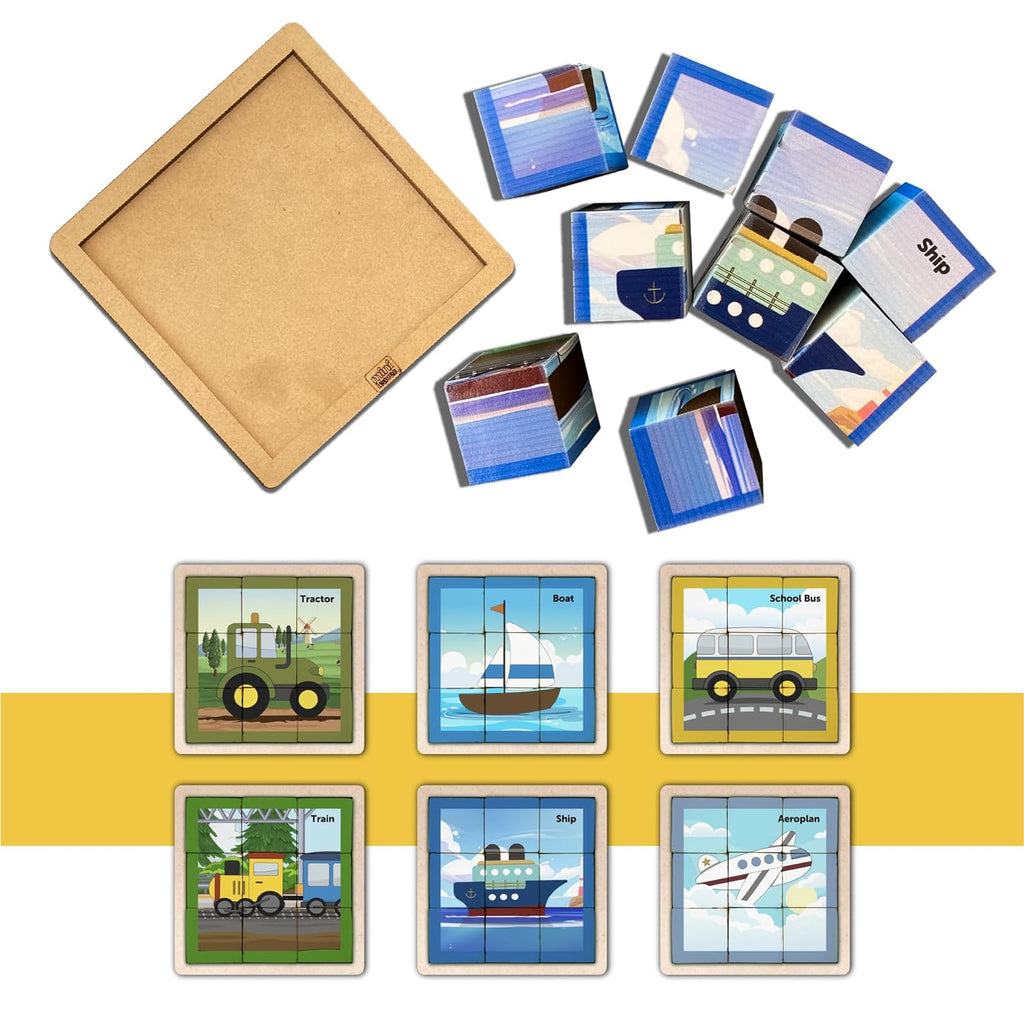Cube Block Transport 6 Sides with 6 Animal 2+ Years - Mini Leaves