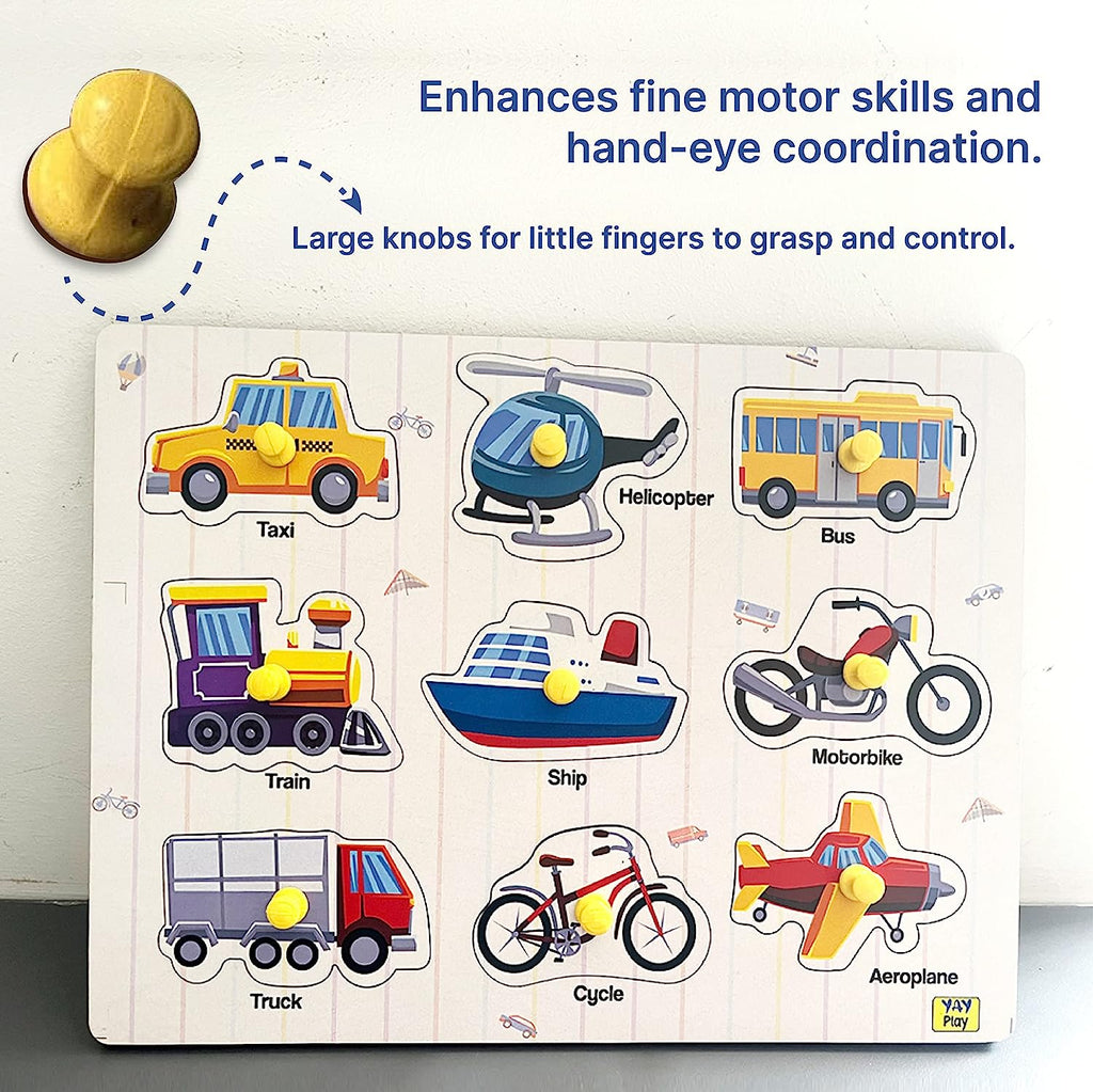 Transport Peg & Knob Puzzle 2+ Years - Mini Leaves