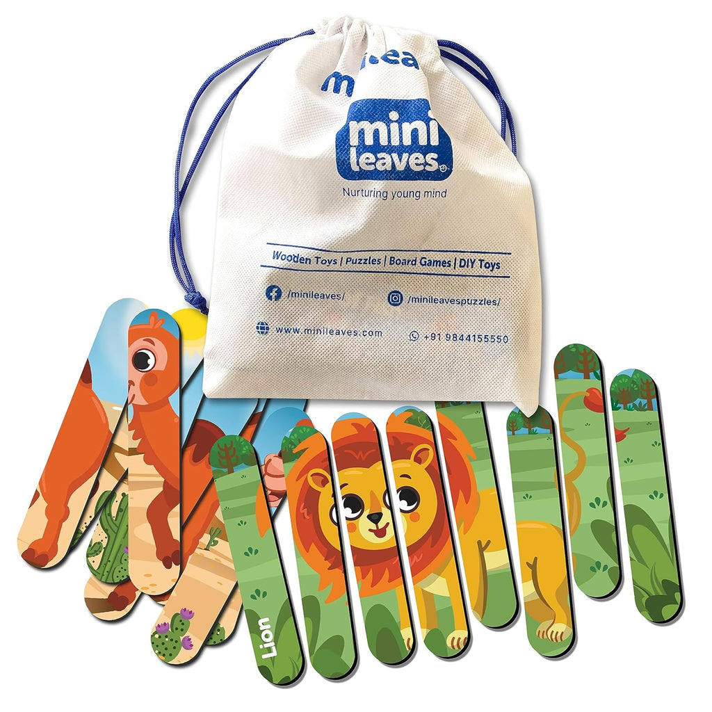 Animal Theme Stick Puzzle Strip for 3+ Years - Mini Leaves
