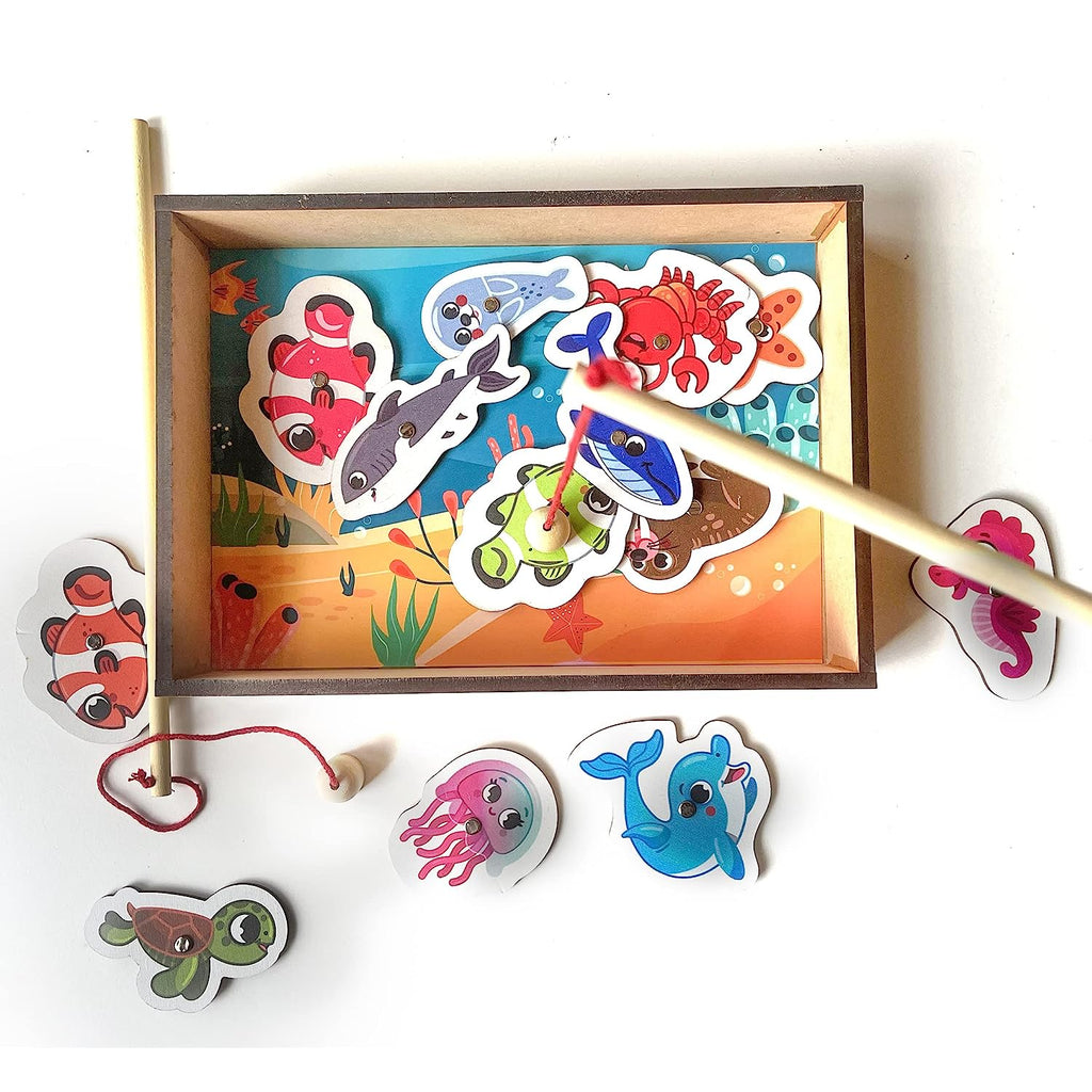 Mini Leaves Wooden Magnetic Fishing Game for Kids - Mini Leaves