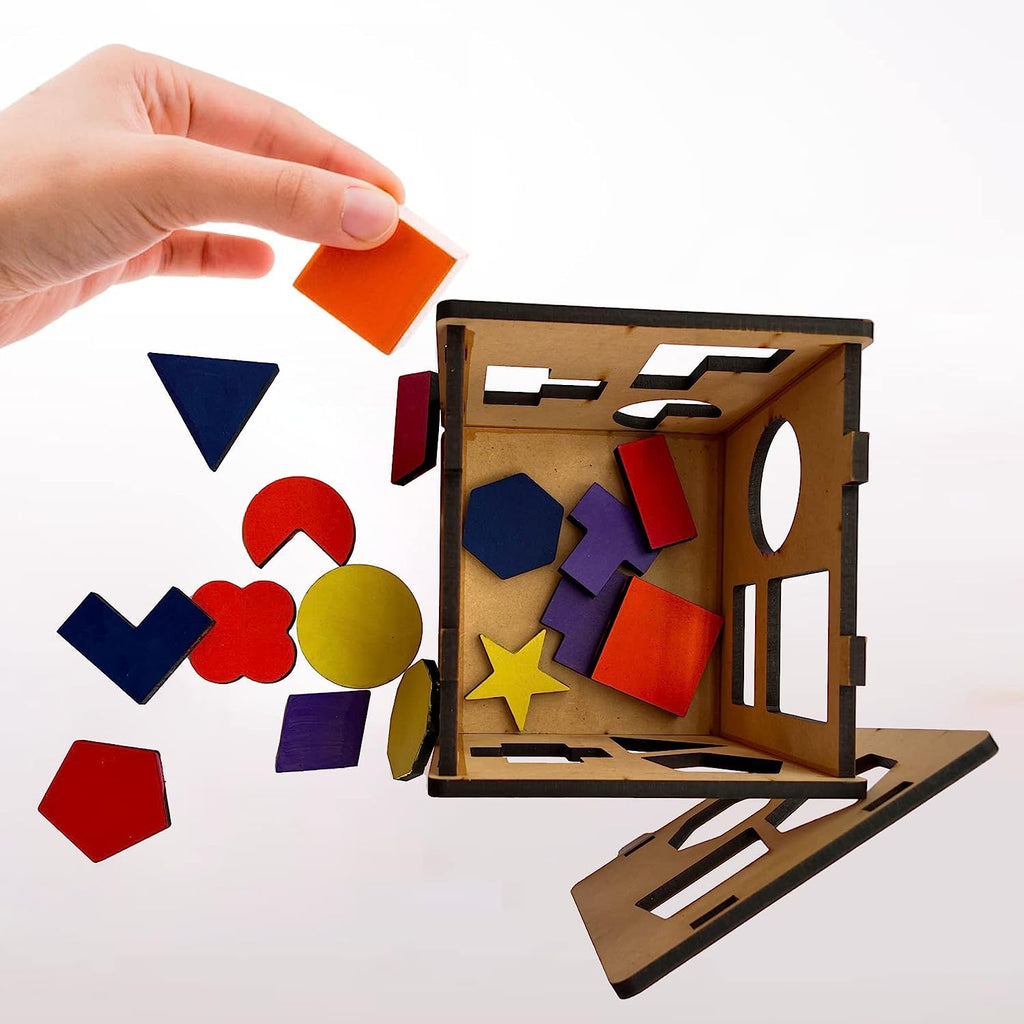 Cube Box Shape Sorter Toys with 15 Colorful shapes - Mini Leaves