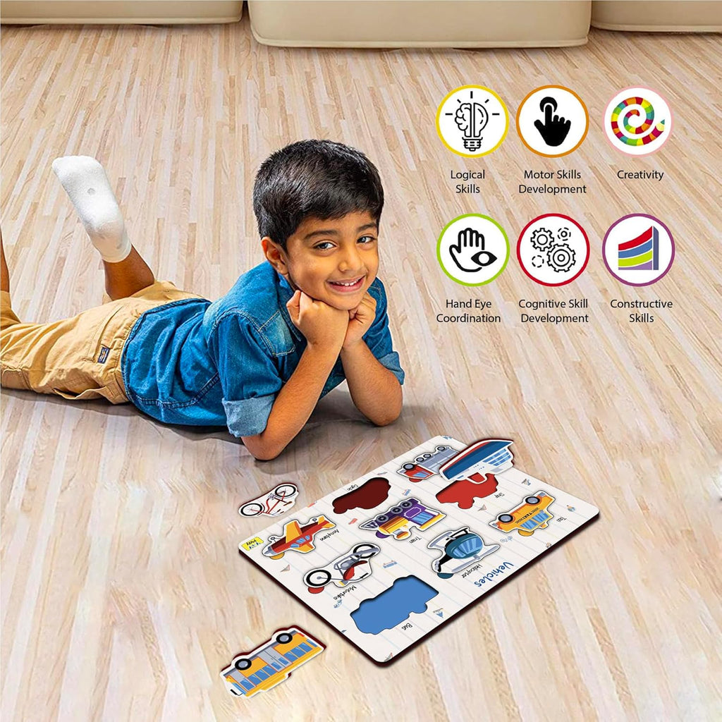 Transport Vehicle Shapes Wooden Puzzles 2+ Years - Mini Leaves