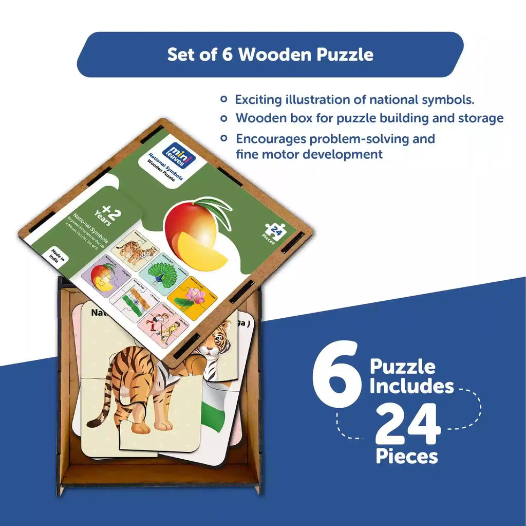 National Symbols 4 Pieces Wooden Puzzles 2+ Years - Mini Leaves