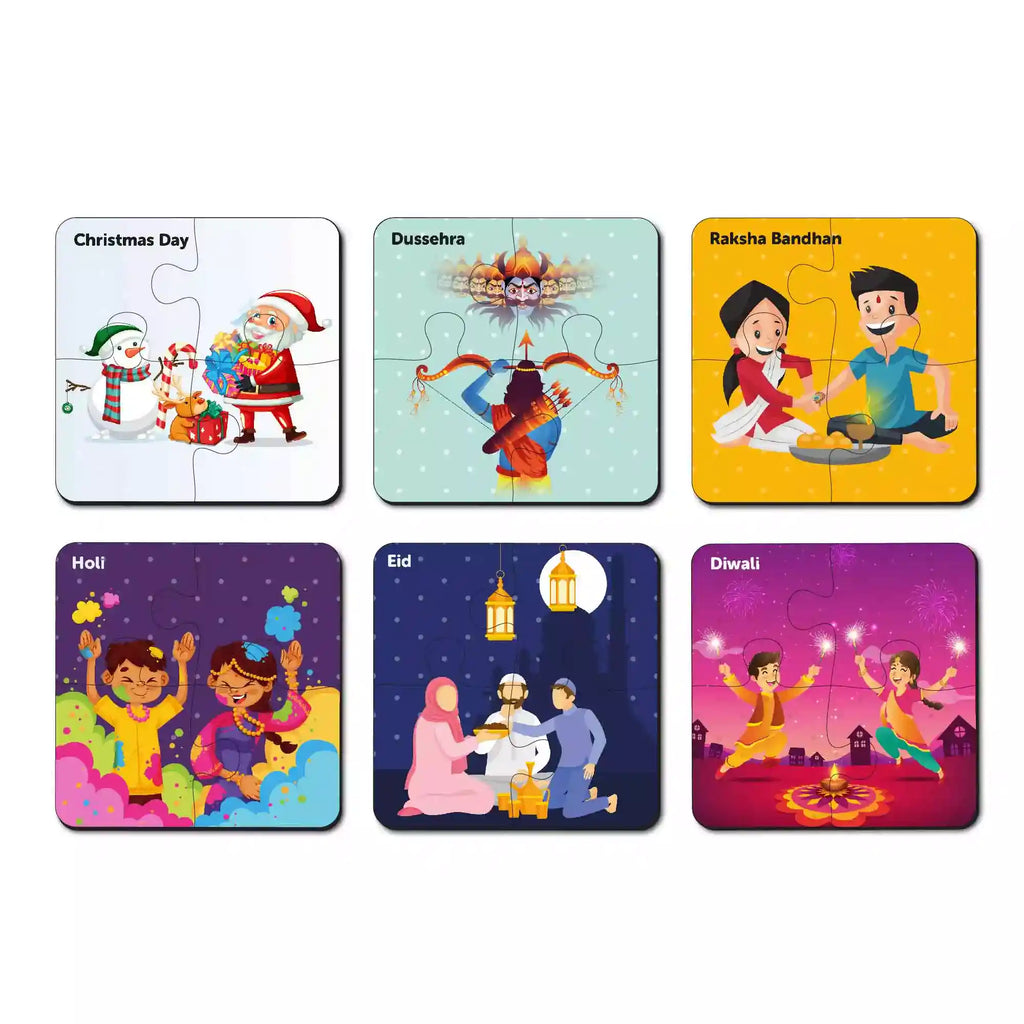 Indian Festivals 4 Pieces Wooden Puzzles (2 - 4 Years) - Mini Leaves