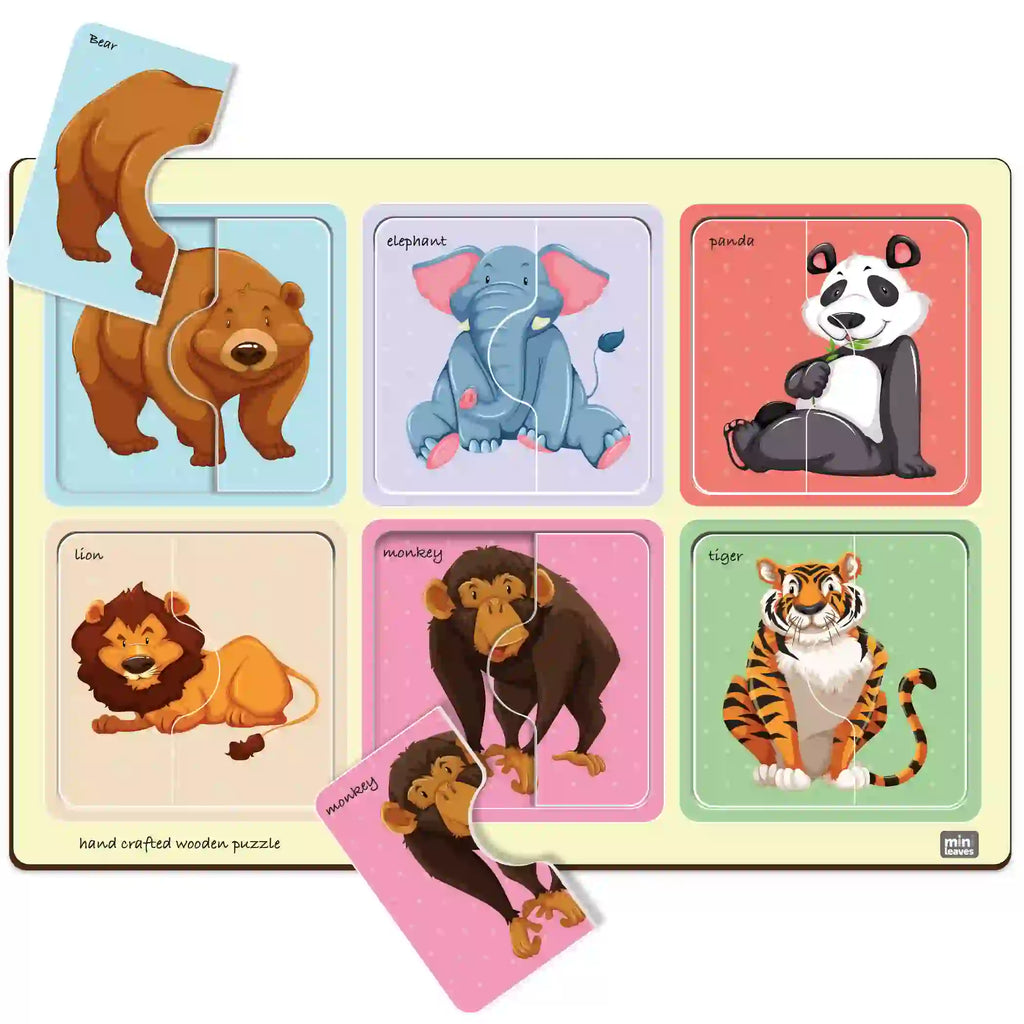 Safari Animal Friends 2 Piece Puzzles (2-3 Years) - Mini Leaves