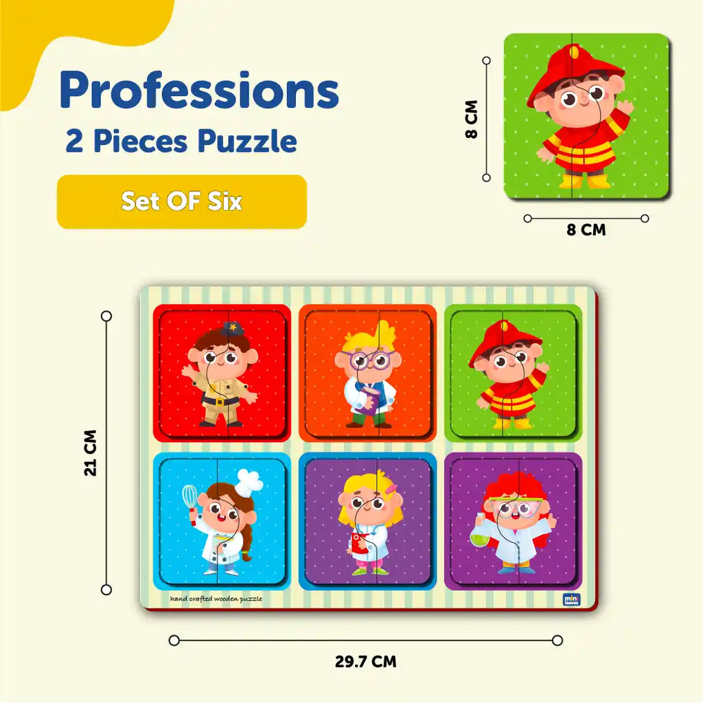 Profession 2 Pieces Wooden Puzzle (2-3 Years) - Mini Leaves
