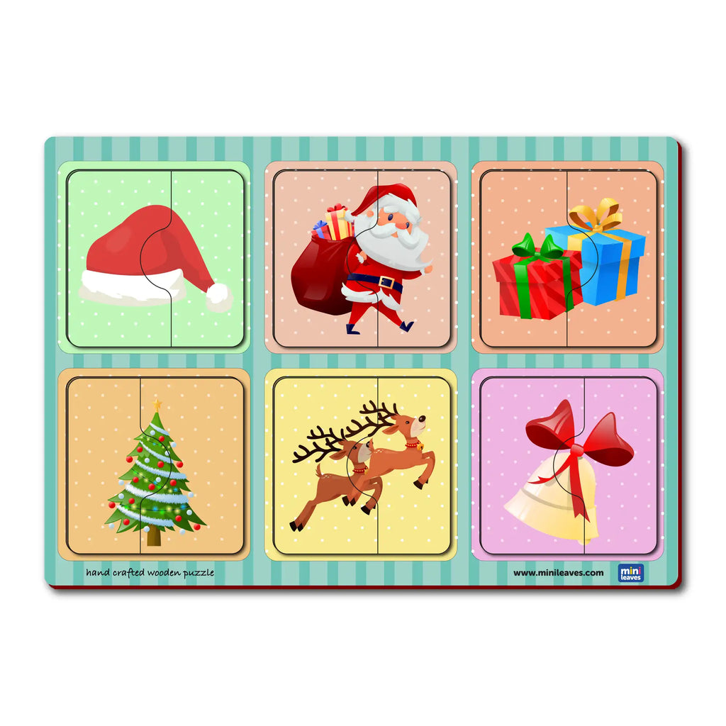 Christmas Joy 2 Pieces Wooden Puzzle 2+ Years - Mini Leaves