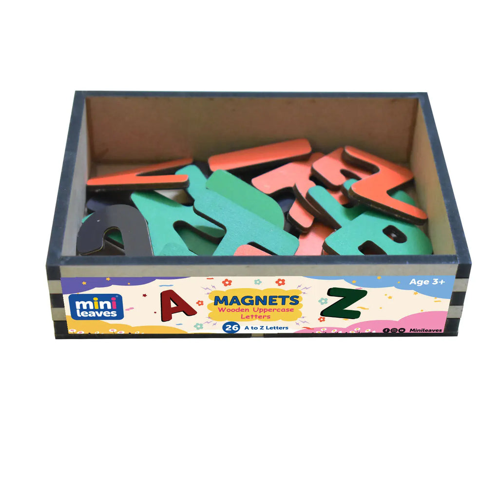 26 Wooden Capital Alphabet Magnets in a Box 3+ Years - Mini Leaves