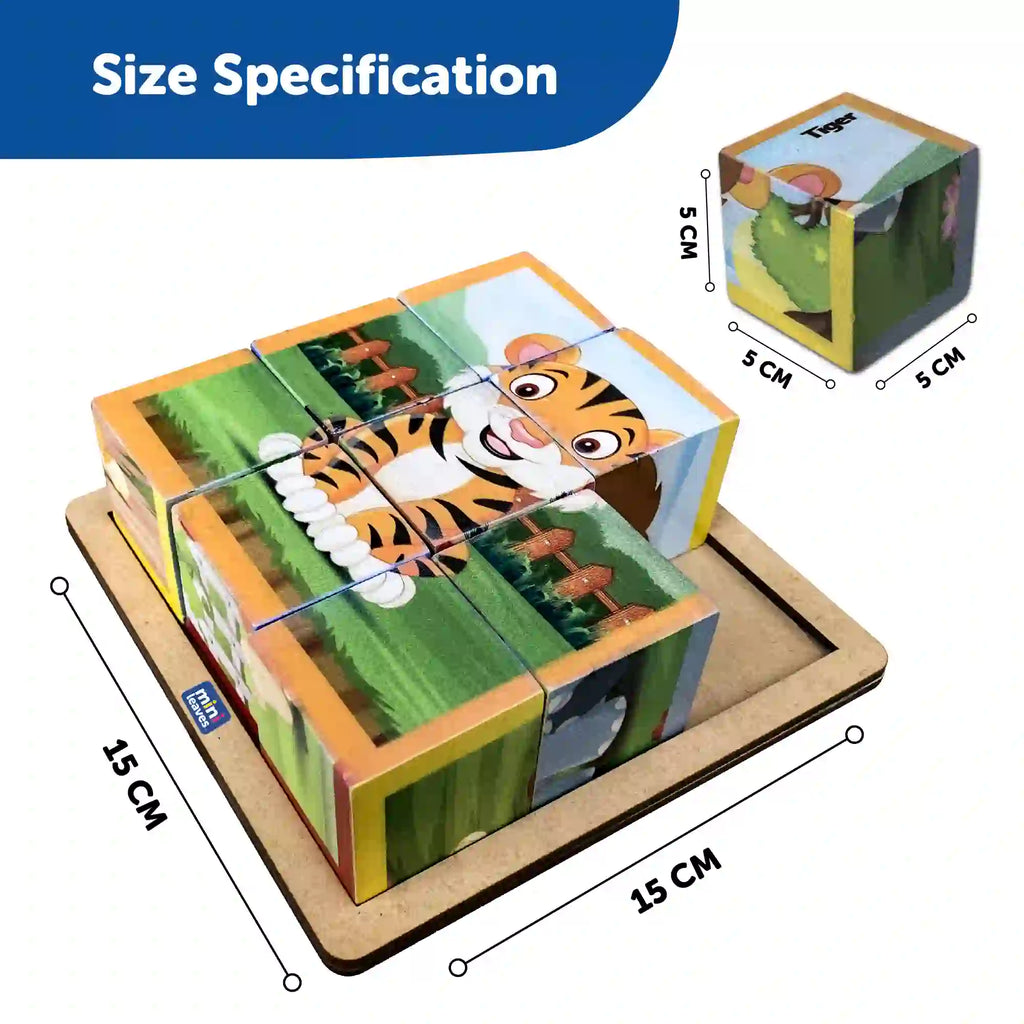 Cube Block Animals 6 Sides with 6 Animal 2+ Years - Mini Leaves