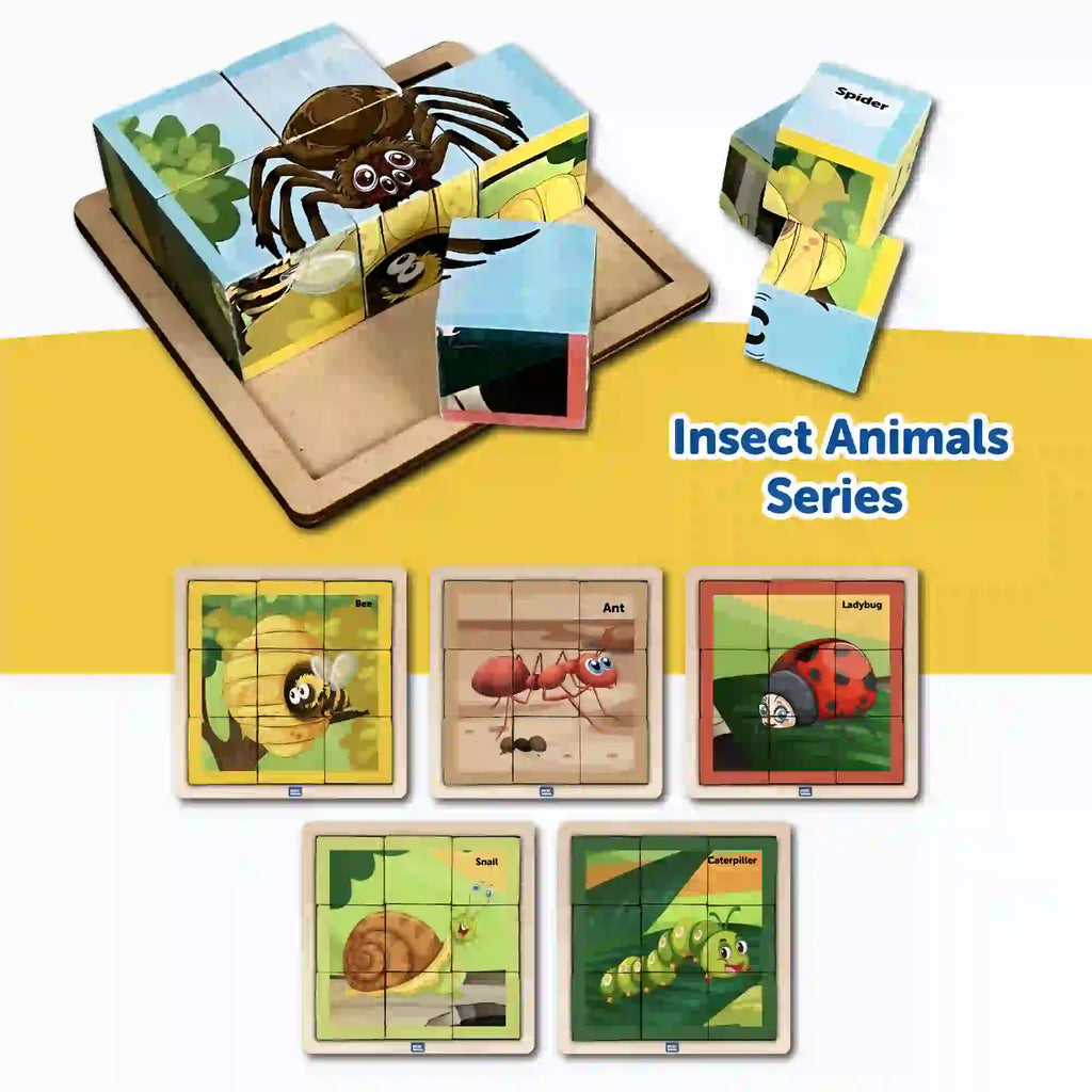 Cube Block Insects Animals 6 Sides with 6 Animal 2+ Years - Mini Leaves