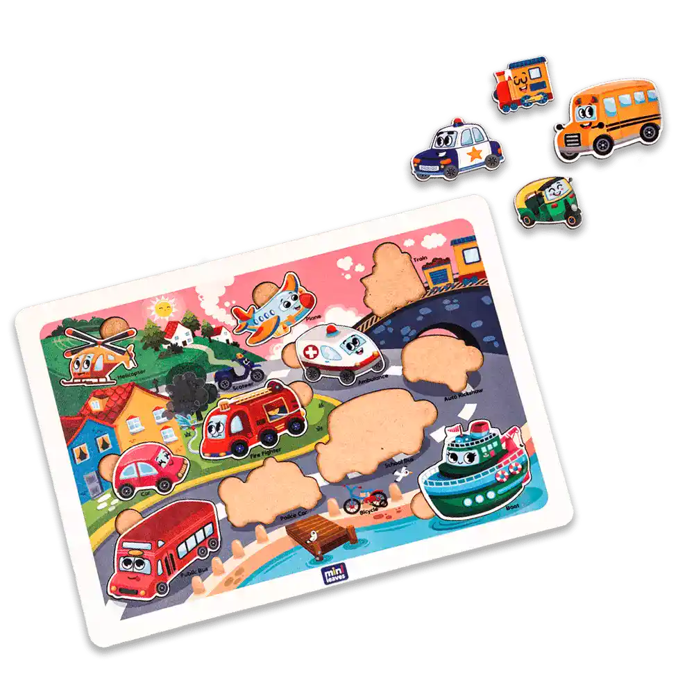 Transport Vehicles Educational Puzzle - Mini Leaves