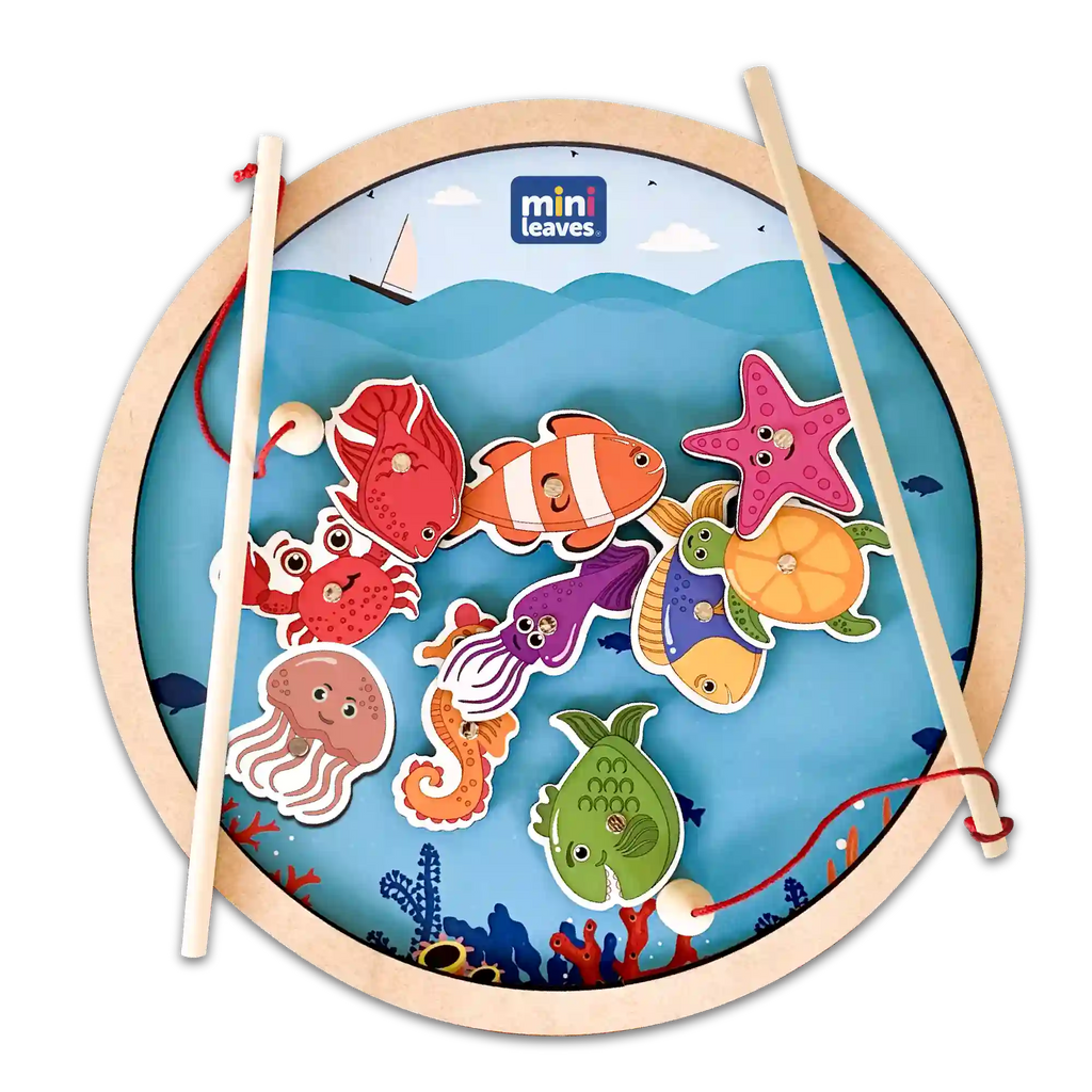 Fishing Game with magnetic poles round 3+ Years - Mini Leaves