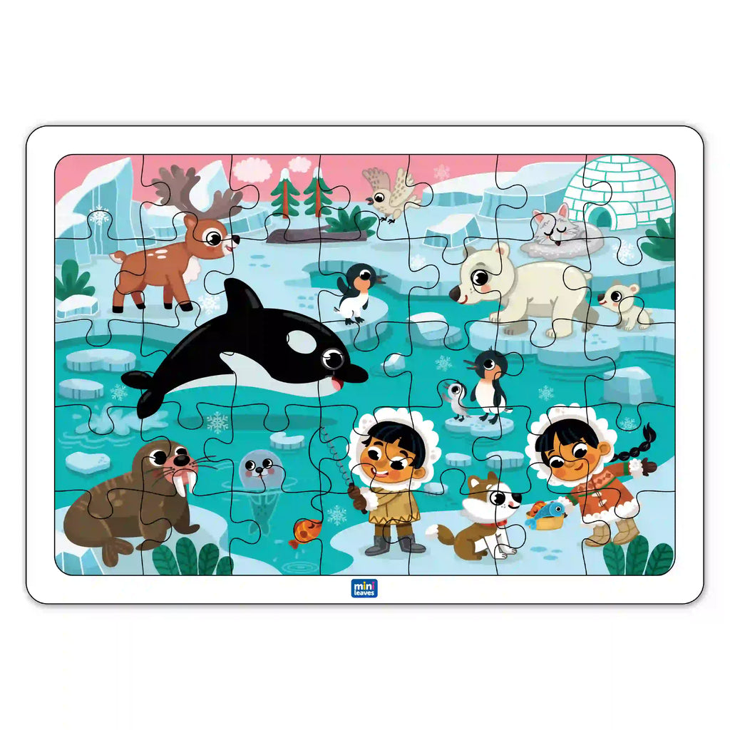 North Pole Animal Wooden Jigsaw Puzzles | 35 Pieces 3+ Years - Mini Leaves