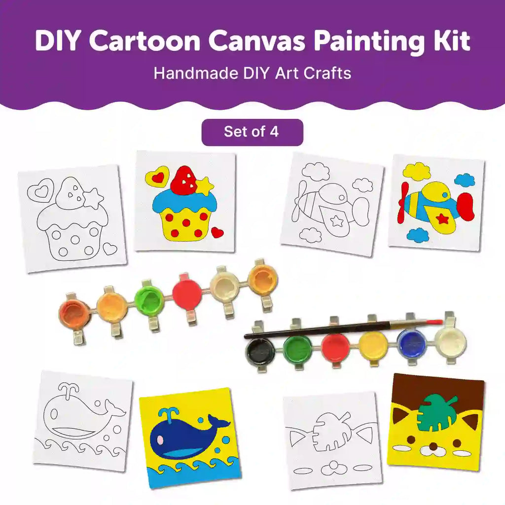 Canvas Craft Art Paint Kit for Beginner 6+ Years - Set of 4 - Mini Leaves