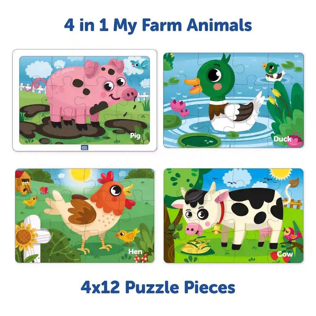 4 in 1 My Farm 48 Pieces Puzzle 3+ Years - Mini Leaves