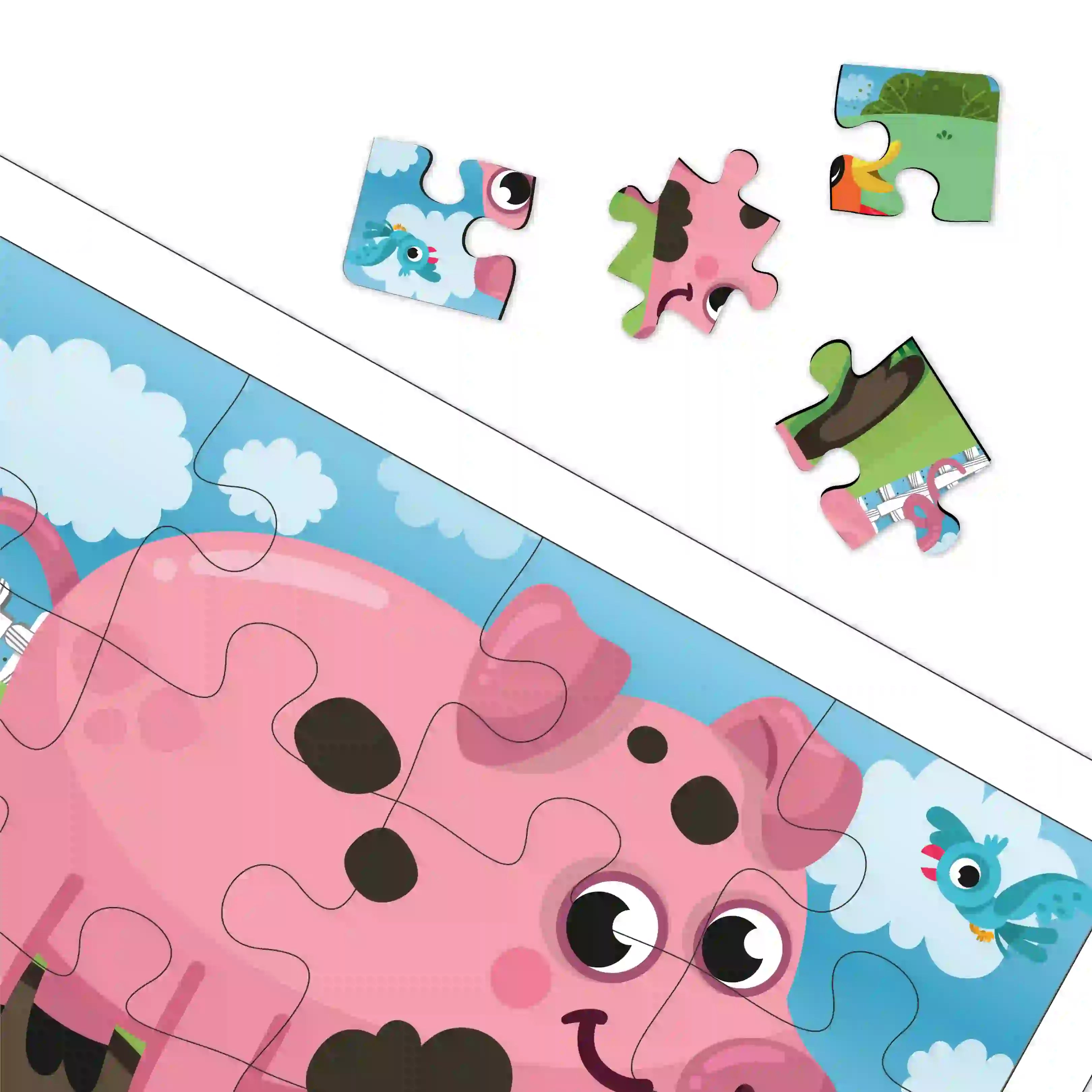 Buy Mini Leaves Multicolor Wooden 4 In1 My Farm Puzzle Toy Jigsaw Puzzle Kit  With Tray (Pieces Of 36) Online at Best Prices in India - JioMart.