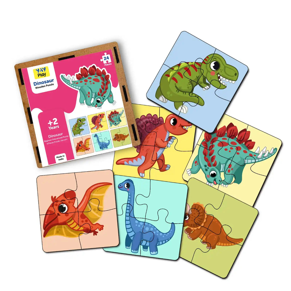 Dinosaurs 4 Piece Wooden Puzzles 2+ Years - Mini Leaves