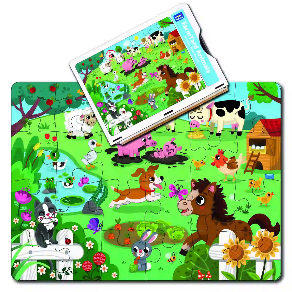 Farm Animal Chunky Floor 24 Pieces Puzzle 2+ Years - Mini Leaves