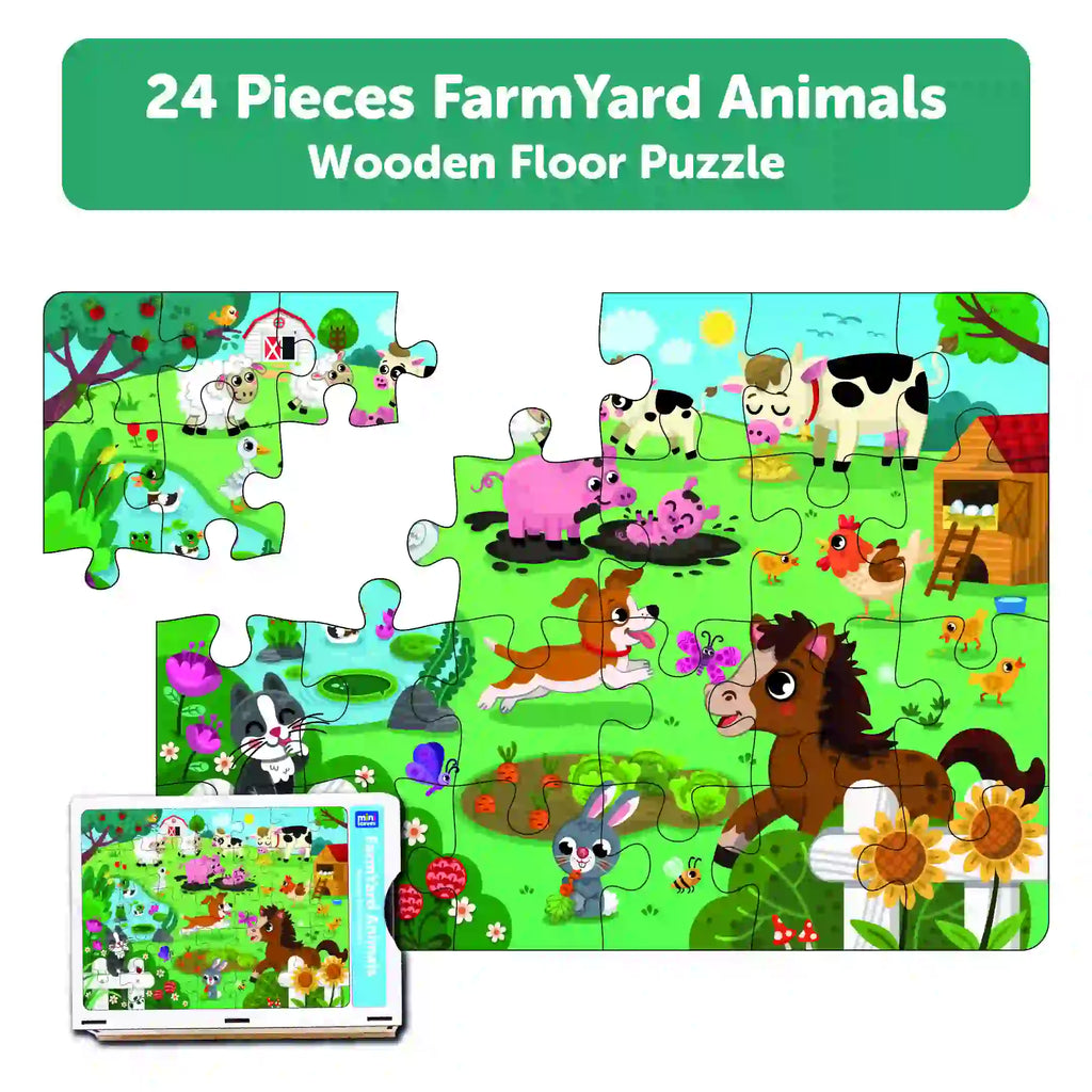 Farm Animal Chunky Floor 24 Pieces Puzzle 2+ Years - Mini Leaves