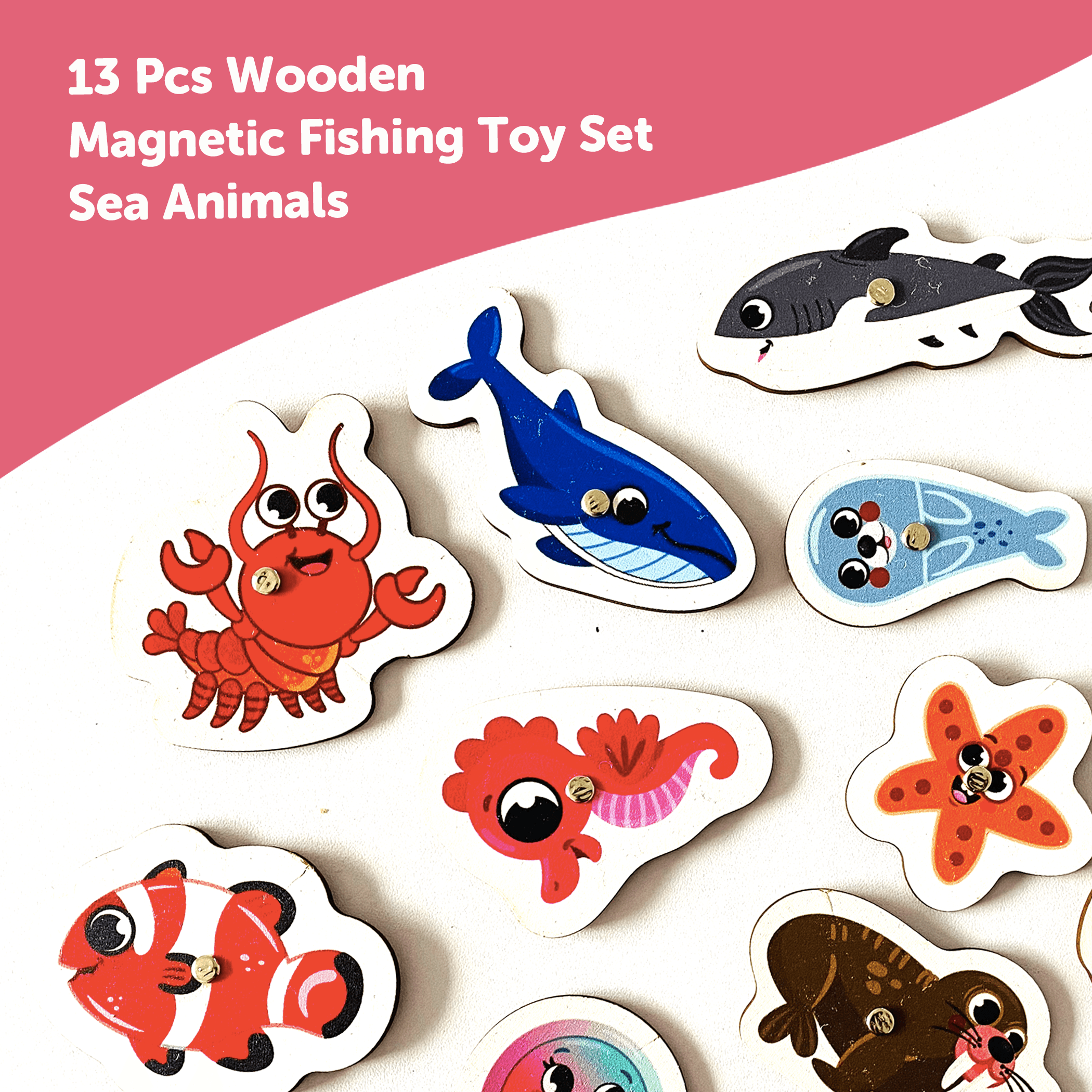 Wooden Magnetic Fishing Game for Kids 3 Years Mini Leaves