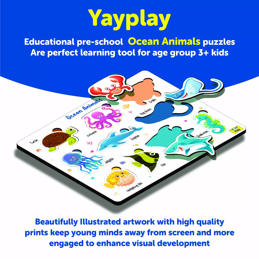 Under Water Animal Shapes Wooden Puzzles 3+ Years - Mini Leaves