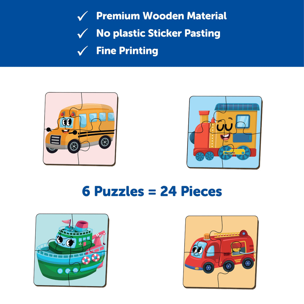 Transport 4 Pieces Wooden Puzzle 2+ Years - Mini Leaves