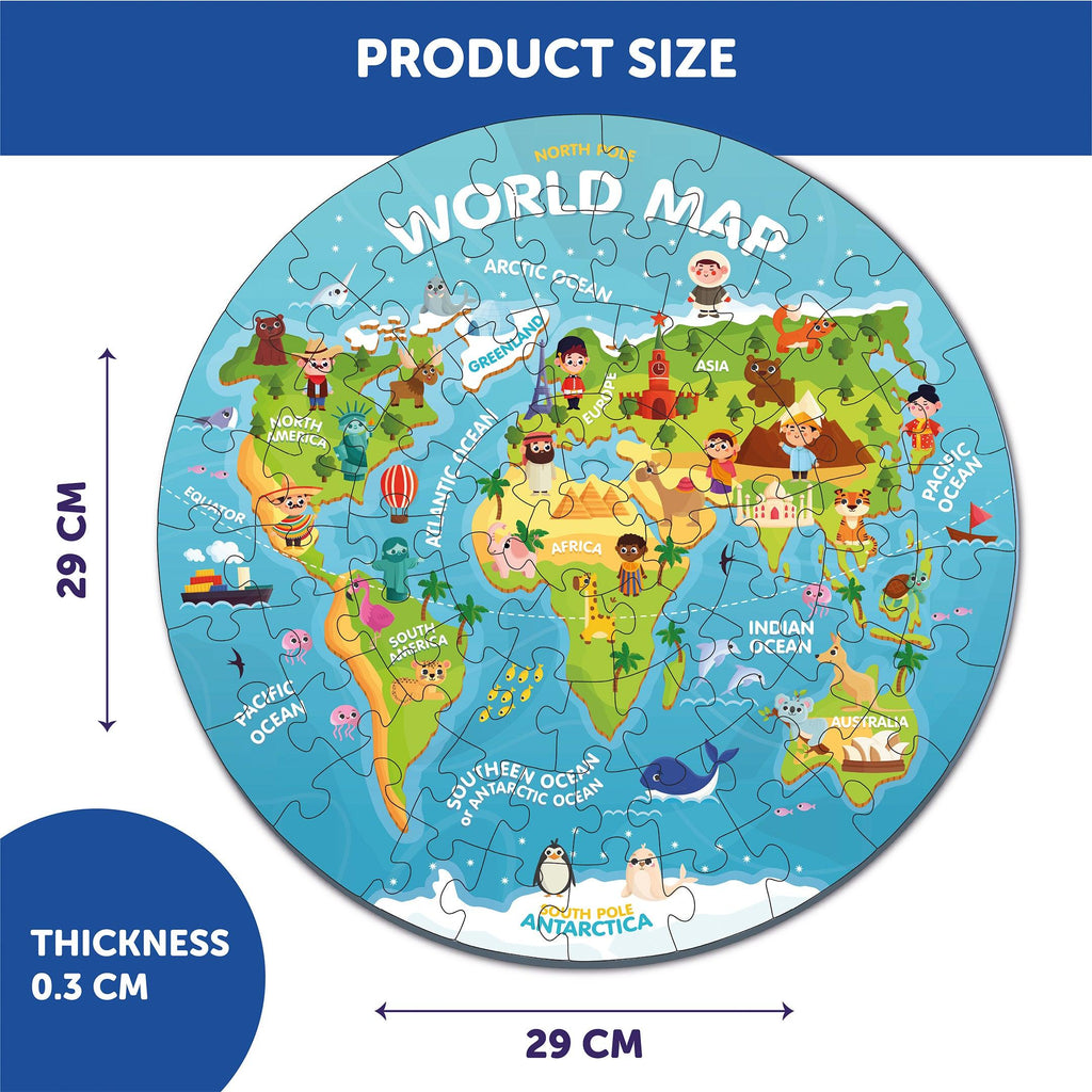 72 Pieces World Map Educational Puzzle 4+ Years - Mini Leaves